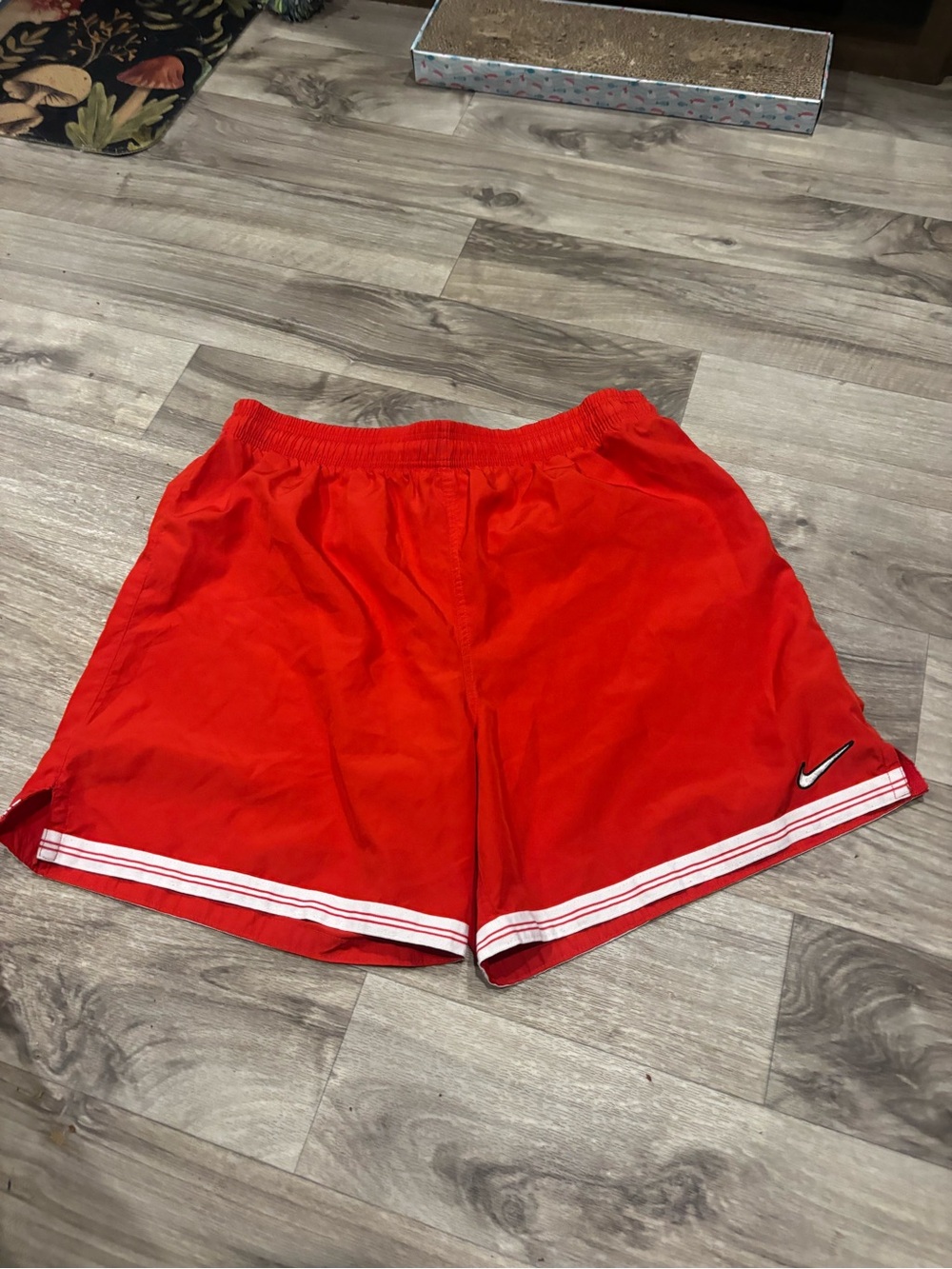 Nike Red Athletic Women's Shorts with White Trim